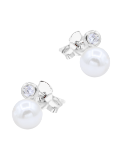 Crystal with Pearl Silver Stud Earring STS-7088